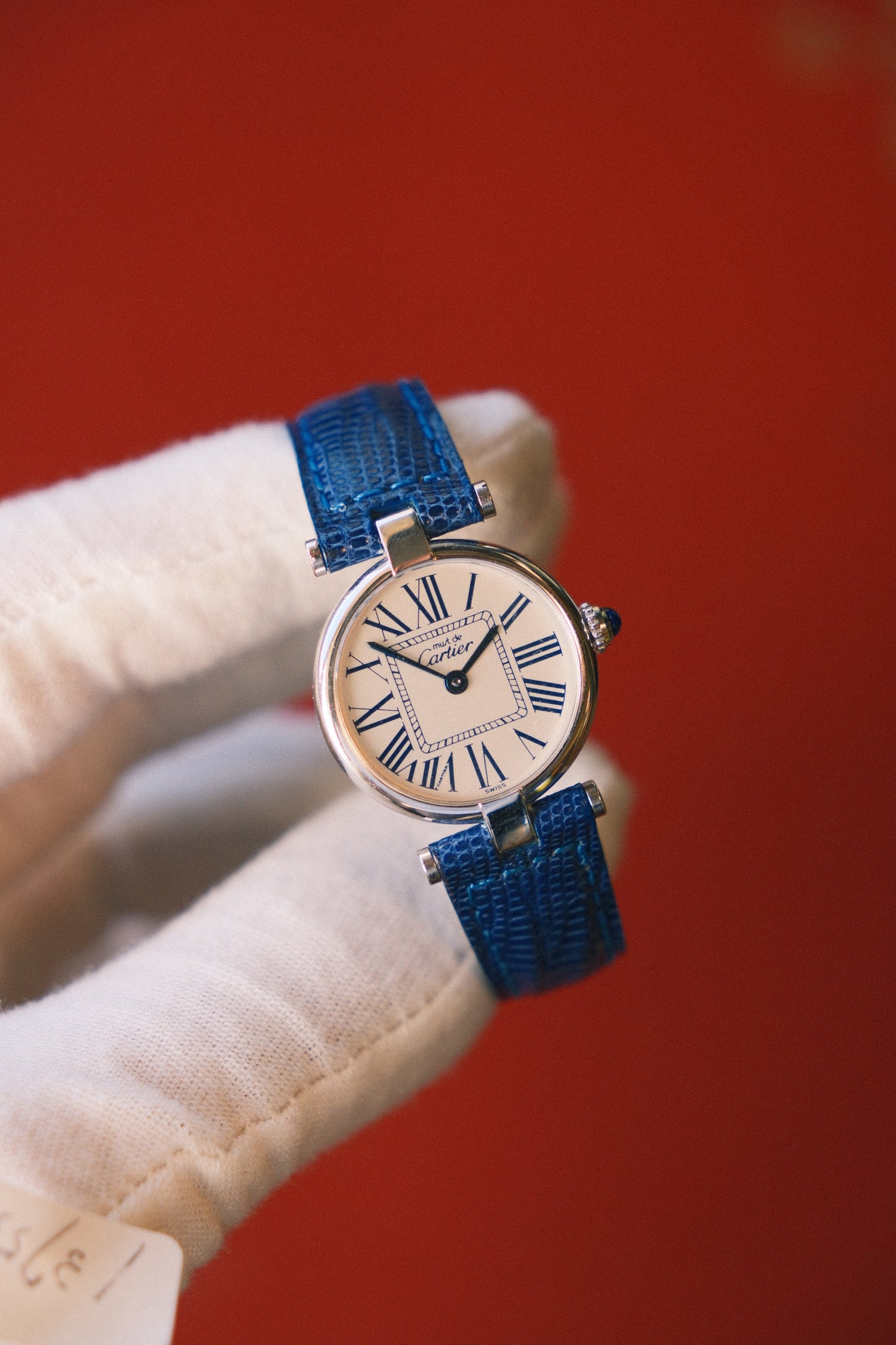 Cartier 90's Must Vendome 24mm White Dial on Leather Blue W1007165