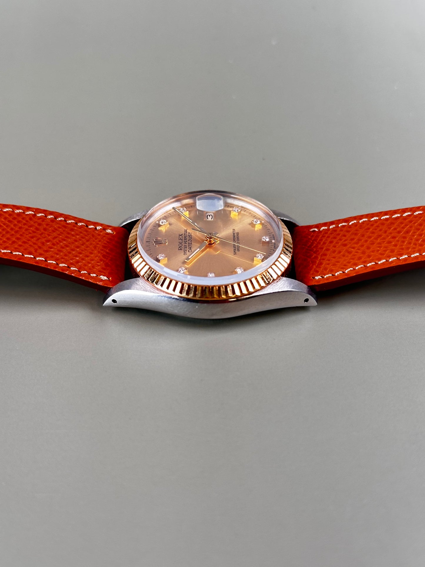 Rolex 1988 Datejust 36mm Champagne Diamond Hour Markers Dial on Leather 16013